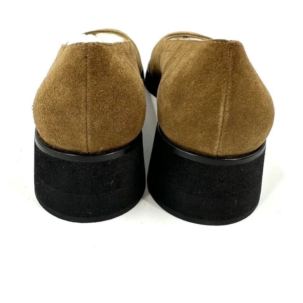 NEW Salvatore Ferragamo Suede Logo Wedge Shoes Womens 5.5 Reg Width Tan Brown - Picture 6 of 12